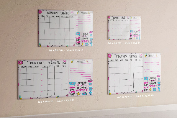 Tableau magnétique effaçable Agenda mensuel avec espace pour photos