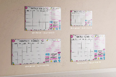 Tableau magnétique effaçable Agenda mensuel avec espace pour photos