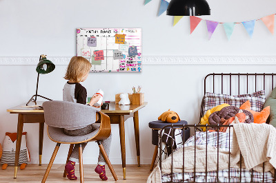 Tableau magnétique effaçable Agenda mensuel avec espace pour photos