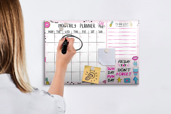 Tableau magnétique effaçable Agenda mensuel avec espace pour photos