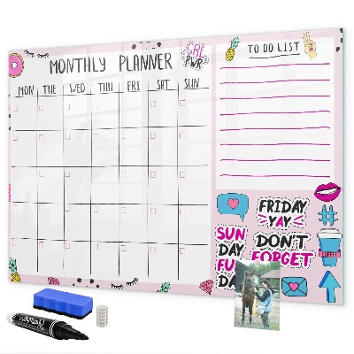 Tableau magnétique effaçable Agenda mensuel avec espace pour photos