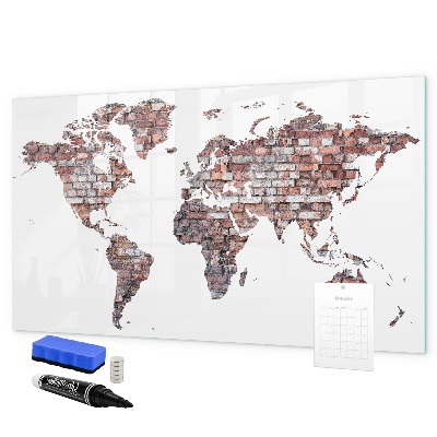 Tableau magnétique effaçable Carte du monde avec emplacements de photos