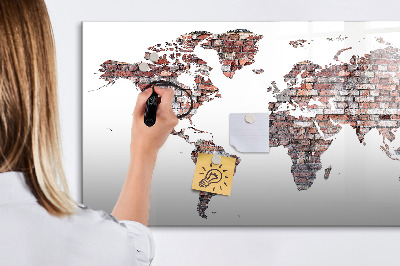Tableau magnétique effaçable Carte du monde avec emplacements de photos