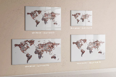 Tableau magnétique effaçable Carte du monde avec emplacements de photos