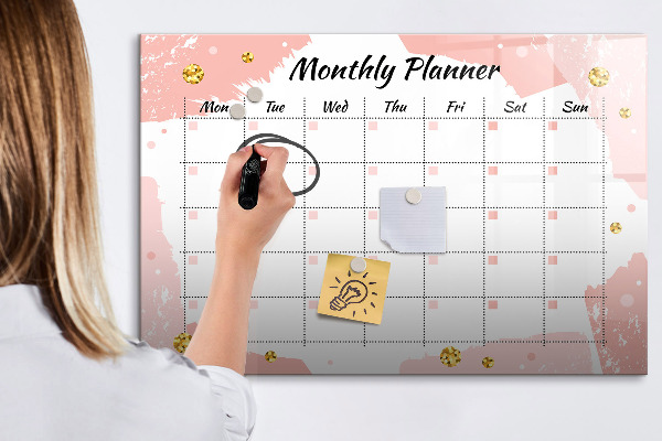 Tableau magnétique effaçable Agenda mensuel avec espace pour photos