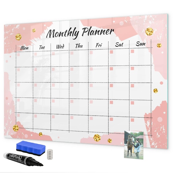 Tableau magnétique effaçable Agenda mensuel avec espace pour photos