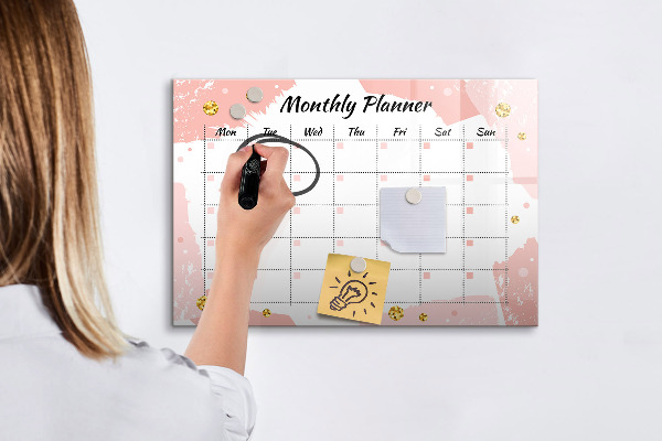 Tableau magnétique effaçable Agenda mensuel avec espace pour photos
