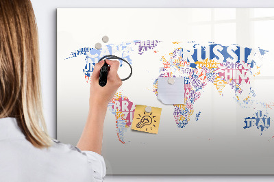 Tableau effaçable magnétique Une carte du monde avec des souvenirs personnels