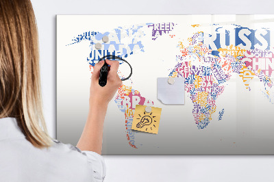Tableau effaçable magnétique Une carte du monde avec des souvenirs personnels