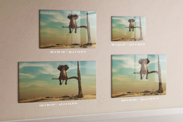 Tableau magnétique effaçable Des éléphants et des souvenirs sur le mur