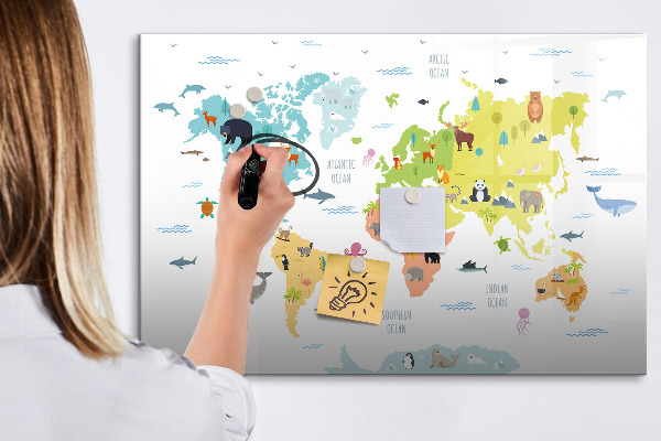 Tableau effaçable magnétique Carte du monde interactive pour la personnalisation