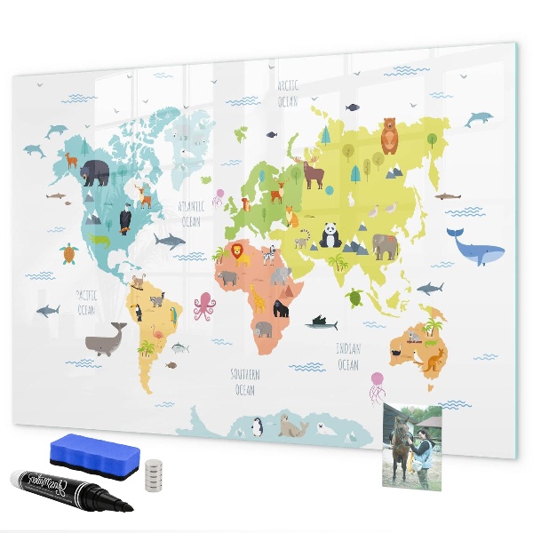 Tableau effaçable magnétique Carte du monde interactive pour la personnalisation