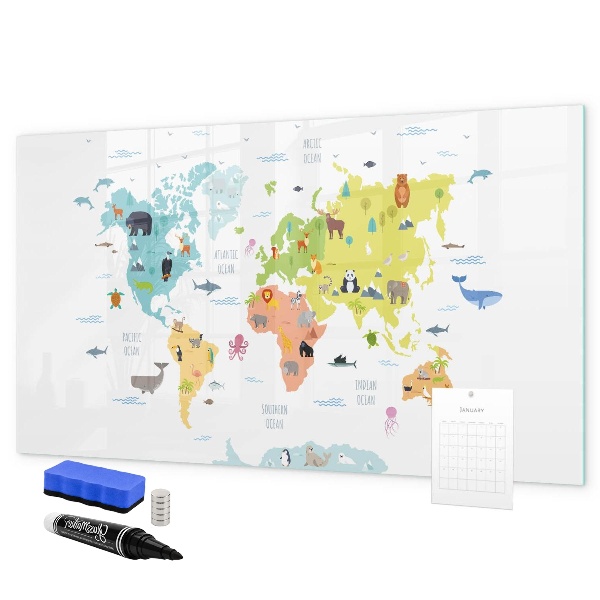 Tableau effaçable magnétique Carte du monde interactive pour la personnalisation