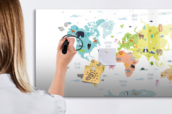 Tableau effaçable magnétique Carte du monde interactive pour la personnalisation