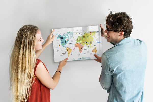 Tableau effaçable magnétique Carte du monde interactive pour la personnalisation