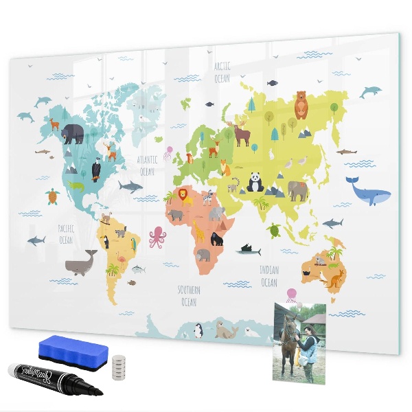 Tableau effaçable magnétique Carte du monde interactive pour la personnalisation