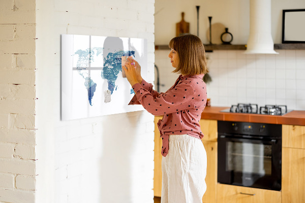 Tableau magnétique effaçable Carte des souvenirs avec photos personnelles