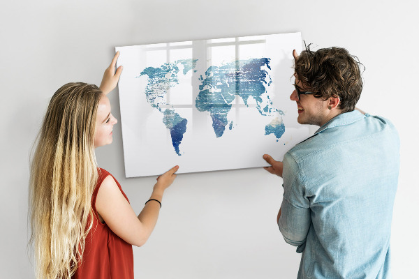 Tableau magnétique effaçable Carte des souvenirs avec photos personnelles