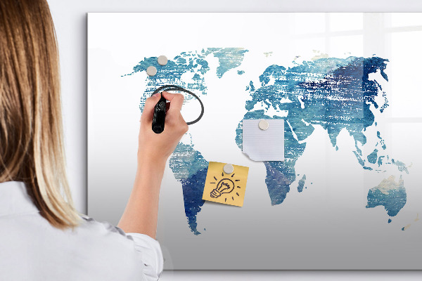 Tableau magnétique effaçable Carte des souvenirs avec photos personnelles
