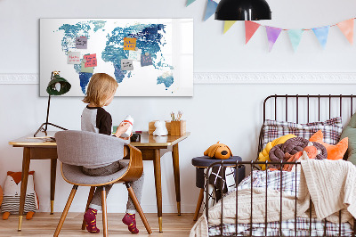 Tableau magnétique effaçable Carte des souvenirs avec photos personnelles