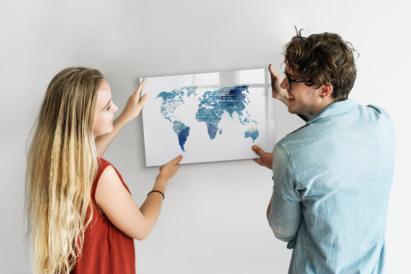 Tableau magnétique effaçable Carte des souvenirs avec photos personnelles
