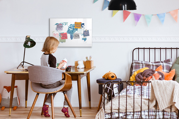 Tableau magnétique effaçable Carte des souvenirs avec photos personnelles