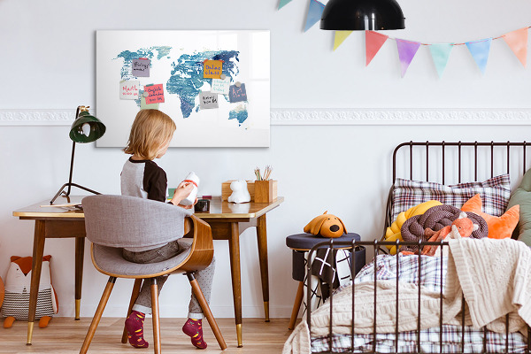 Tableau magnétique effaçable Carte des souvenirs avec photos personnelles