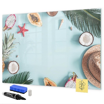 Tableau magnétique effaçable Souvenirs sur fond de mer colorée