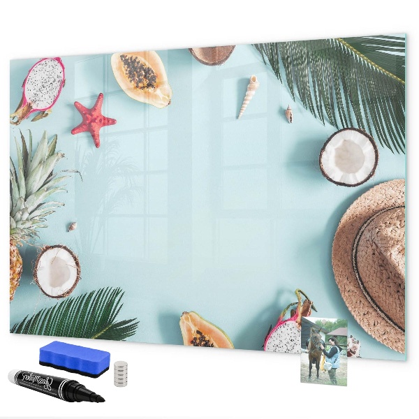 Tableau magnétique effaçable Souvenirs sur fond de mer colorée