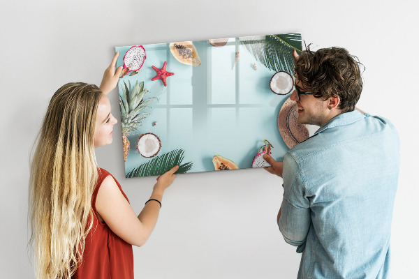 Tableau magnétique effaçable Souvenirs sur fond de mer colorée