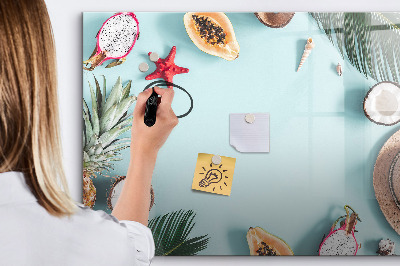 Tableau magnétique effaçable Souvenirs sur fond de mer colorée