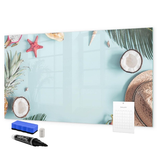 Tableau magnétique effaçable Souvenirs sur fond de mer colorée