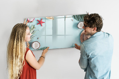 Tableau magnétique effaçable Souvenirs sur fond de mer colorée
