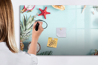 Tableau magnétique effaçable Souvenirs sur fond de mer colorée