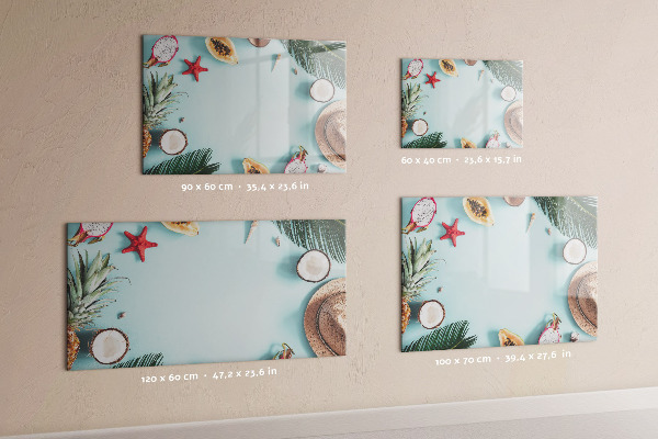Tableau magnétique effaçable Souvenirs sur fond de mer colorée