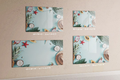 Tableau magnétique effaçable Souvenirs sur fond de mer colorée