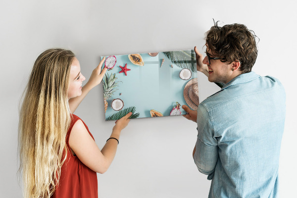 Tableau magnétique effaçable Souvenirs sur fond de mer colorée