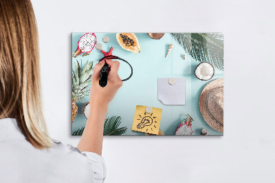 Tableau magnétique effaçable Souvenirs sur fond de mer colorée