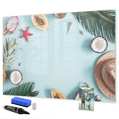 Tableau magnétique effaçable Souvenirs sur fond de mer colorée