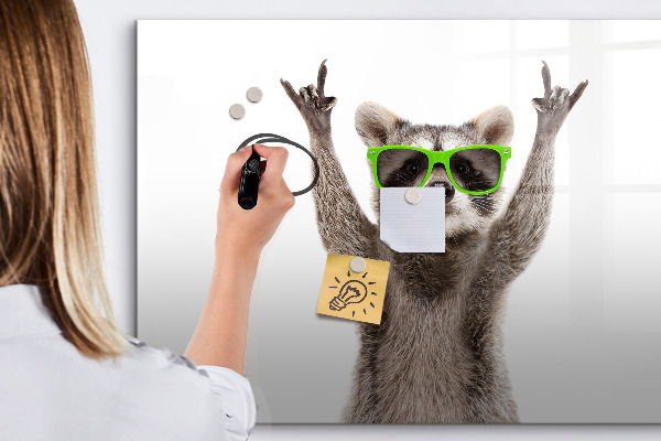 Tableau effaçable magnétique Raton laveur heureux avec des photos