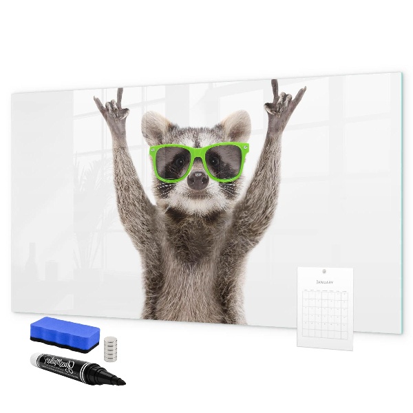 Tableau effaçable magnétique Raton laveur heureux avec des photos