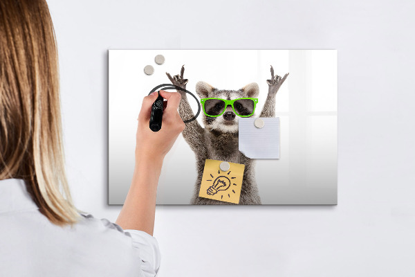 Tableau effaçable magnétique Raton laveur heureux avec des photos