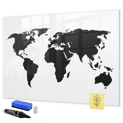 Tableau magnétique effaçable Une carte du monde avec les lieux de mémoire