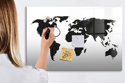 Tableau magnétique effaçable Une carte du monde avec les lieux de mémoire