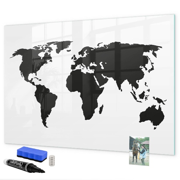 Tableau magnétique effaçable Une carte du monde avec les lieux de mémoire