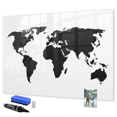 Tableau magnétique effaçable Une carte du monde avec les lieux de mémoire