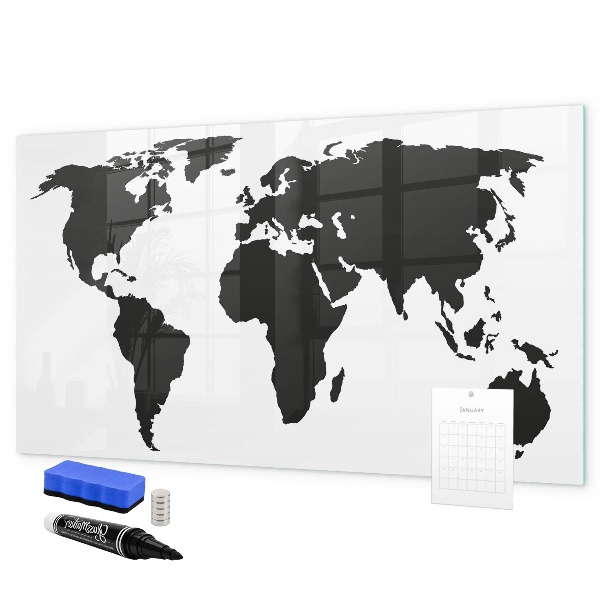 Tableau magnétique effaçable Une carte du monde avec les lieux de mémoire