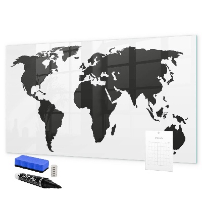 Tableau magnétique effaçable Une carte du monde avec les lieux de mémoire