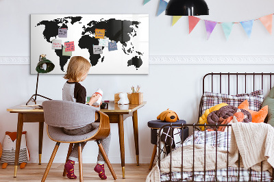 Tableau magnétique effaçable Une carte du monde avec les lieux de mémoire