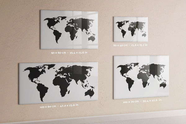 Tableau magnétique effaçable Une carte du monde avec les lieux de mémoire